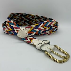 Vintage 80’s -90’s Rainbow Woven Capezio Leather Belt M/L